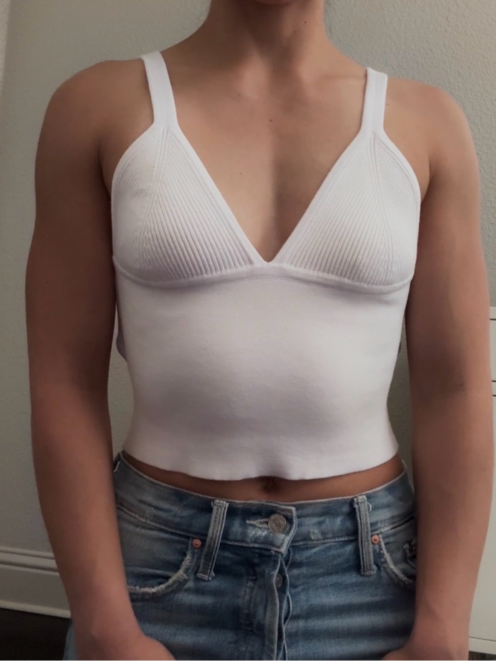 Free People Intimately White Ribbed Bralette Crop Top XS